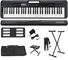 Teclado Casio Casiotone CT-S300 61 Teclas Preto + Suporte + Capa + Pedal + Banco