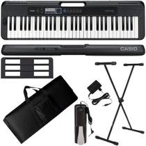 Teclado Casio Casiotone CT-S300 61 Teclas Preto + Suporte + Capa + Pedal