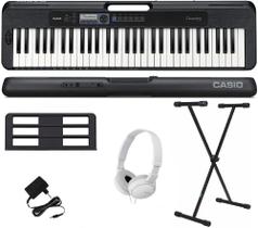 Teclado Casio Casiotone CT-S300 61 Teclas Preto + Suporte X + Fone Branco