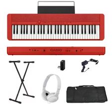 Teclado Casio CT-S1 61 teclas Bluetooth Vermelho + Suporte + Capa + Fone