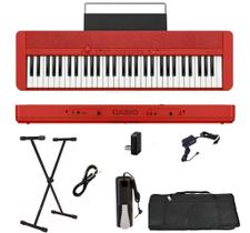 Teclado Casio CT-S1 61 teclas Bluetooth Vermelho + Suporte + Capa + Pedal + P10