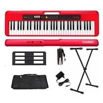 Teclado Casiotone CT S200 Vermelho 61 Teclas Suporte + Capa e Pedal Teclado Casiotone CT S200 Vermelho 61 Teclas Suporte + Capa e Pedal