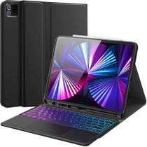 Teclado CHESONA para iPad Air 13 (M3/M2, 2025/2024), capa de teclado para iPad Pro de 12,9 polegadas, trackpad e faça você mesmo, retroiluminado em 7 cores, magnético removível, porta-lápis, para iPad Pro de 12,9 pés, 6º/5º/4º/3º, preto
