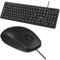 Teclado Com Fio Macio Mouse Slim Ambidestro ABNT2 USB Preto