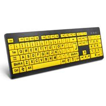 Teclado de computador BOOGIIO com impressão grande com fio USB amarelo+preto