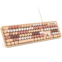Teclado de computador MOWUX Máquina de escrever redonda retrô com fio USB