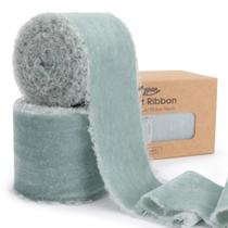 Teclado de fita de veludo 6,35 cm x 5,5 m cinza verde desgastado