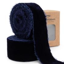 Teclado de fita de veludo azul marinho 3 jardas x 3,8 cm desgastado