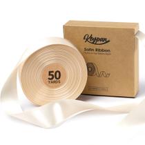 Teclado de fita decorativa de cetim 3,8 cm x 46 m creme