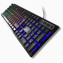Teclado de membrana com fio Gamer RGB R8 KB-1822 com 12 multimídia