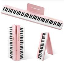 Teclado de Piano Digital Elétrico com 88 Teclas, Teclas Semi-Pesadas, Pedal de Sustentação, Fonte de Energia e Bolsa para Transporte (Rosa) - PHOENIX