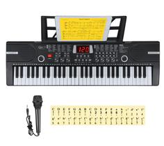 Teclado de Piano Hricane 61 Teclas para Iniciantes - com Microfone e Suporte