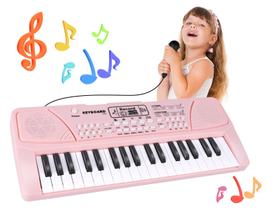 Teclado de piano M SANMERSEN 37 teclas com microfone para crianças 3-6Y