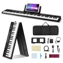Teclado de Piano Portátil Asmuse 88 Teclas - Bluetooth e MIDI Dobrável