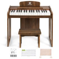 Teclado de piano Vangoa Kids 37 teclas, madeira digital, marrom escuro