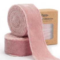 Teclado decorativo de fita de veludo de 3 jardas e 3,8 cm rosa desgastado