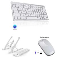 Teclado E Mouse Bluetooth Branco + Suporte Ergonômico P/ Tablet SM Galaxy Tab S6 Lite 10,4