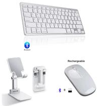 Teclado E Mouse Bluetooth Branco + Suporte P/ Tablet SM Galaxy Tab A8 T290/ T295