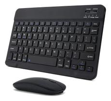 Teclado e Mouse Bluetooth Sem Fio Preto Recarregável Universal