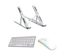 Teclado E Mouse Bluetooth + Suporte de Alumínio P/ Notebook Dell Inspiron