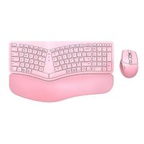Teclado e mouse Combo EDJO Ergonomic Bluetooth/2.4G rosa