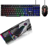 Teclado e Mouse Gamer Com Fio USB - Kit Teclado e Mouse Gamer Shortcut K8 C/ Led rgb Rainbow Backlight
