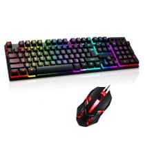 Teclado e Mouse Gamer com Fio USB Led RGB Preto