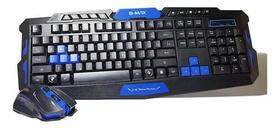 Teclado E Mouse Kit Gamer Sem Fio Wireless 1600 Dpi Hk8100