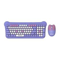 TECLADO E MOUSE KIT SEM FIO 2.4ghz DESIGN GATINHO XD-616 XTRAD ROXO