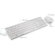 Teclado e Mouse Multilaser Sem Fio 2.4 Ghz Multimídia Slim Usb Branco - TC203