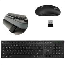 Teclado e Mouse Multimídia Usb sem Fio Padrão Computador Pc Notebook Escritório Preto