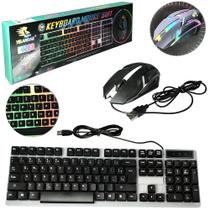 Teclado e mouse para computador gamer com fio usb + luz 105 teclas