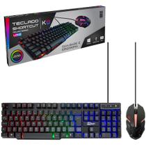 Teclado e mouse para computador gamer com fio usb + luz 107 teclas na caixa