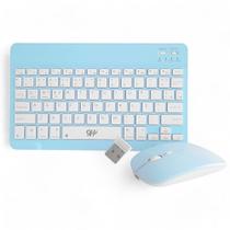 Teclado e Mouse Sem Fio A6732 Slim Recarregável Azul