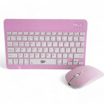 Teclado e Mouse Sem Fio A6732 Slim Recarregável Rosa