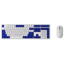 Teclado e mouse sem fio akko mx108 branco e azul