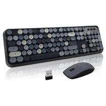 Teclado e mouse sem fio Combo LETTON Typewriter Preto Cinza
