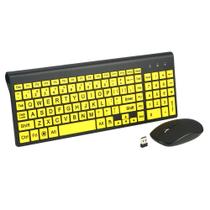 Teclado e mouse sem fio Fonicer Full Size Amarelo Teclado e mouse sem fio Fonicer Full Size Amarelo