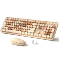 Teclado e mouse sem fio Links9+ Estilo retrô em tamanho real Teclado e mouse sem fio Links9+ Estilo retrô em tamanho real