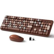 Teclado e mouse sem fio Links9+ Retro Coffee em tamanho real
