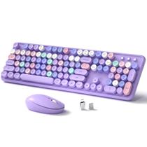 Teclado e mouse sem fio Links9+ Roxo retrô em tamanho real