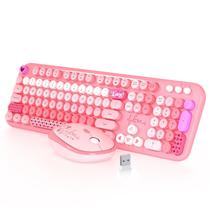 Teclado e mouse sem fio MOFII 104 teclas redondas rosa Teclado e mouse sem fio MOFII 104 teclas redondas rosa