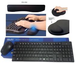 Teclado E Mouse Sem Fio MULTI Tc251, Apoio de Pulso para teclado E Mouse Pad Preto Liso