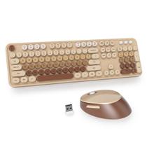 Teclado e mouse sem fio Owpkeenthy Brown Typewriter Teclado e mouse sem fio Owpkeenthy Brown Typewriter