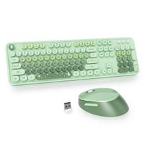 Teclado e mouse sem fio Owpkeenthy Colorful Green 2.4G