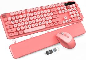 Teclado e mouse sem fio Trueque Cute Typewriter Pink