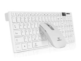 Teclado E Mouse Sem Fio Wifi Usb Branco Compacto KA-666