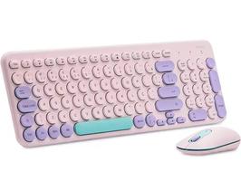 Teclado e Mouse sem Fio, Wireless, Padrão ABNT2, KMW278P, Lilas e Coral Ergo, Optimum CX 1 UN
