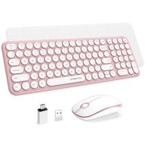 Teclado e mouse sem fio XTREMTEC Retro Round Keycaps rosa