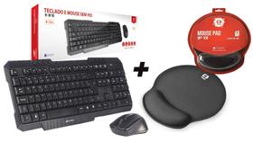 Teclado e Mouse Usb Sem Fio Abnt2 Wireless + Mouse Pad MP-100 Preto C3 Tech